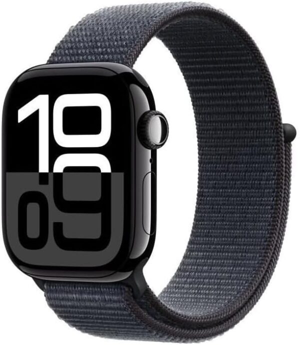 Apple Watch Series 10 (GPS 42mm) Smartwatch - Jet Black Aluminium Kast - Inkt Geweven Sportband - Track Conditie - Afbeelding 7